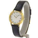 Christian Dior watch, model 58.121.2, gold-plated leather strap, gold quartz, analog, white dial, women's. - Image 2