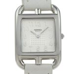 Like new HermÃ¨s Cape Cod CC1 210, â–¡R stamped, white dial, stainless steel/leather, 33mm x 23mm, quartz movement, women's watch