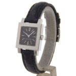 Bvlgari Quadrato SQ22SL Women's Watch, Stainless Steel with Embossed Leather, Quartz Movement, Analog Display, Black Dial - Image 2