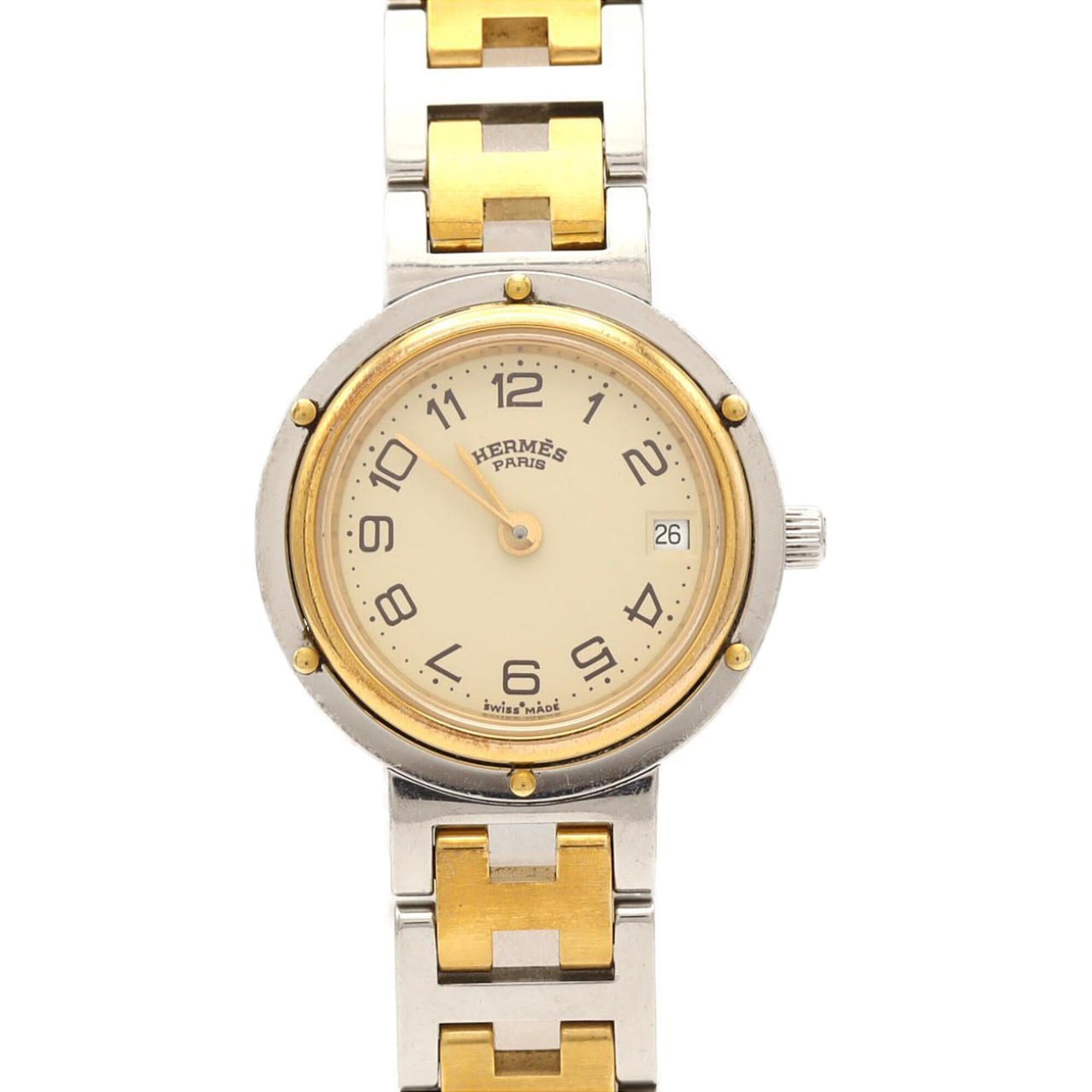 2000_2d5b4866-96ab-456c-afa1-016da90f6755.jpg Hermes Clipper Combination SSxGP Quartz Watch - Image 1