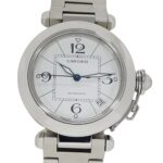 Cartier Pasha C Date Automatic Watch for Boys, Stainless Steel (SS) W31074M7, Silver & White - Image 2