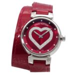 Louis Vuitton Tambour Heart Pomme d'Amour Q1314 Women's Watch 12P Diamond Red Quartz