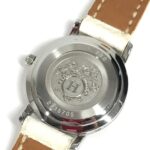 HERMES CL4.230 Clipper Nacle 12-Piece Diamond Wo with Leather Strap White Leather/Stainless Steel - Image 6