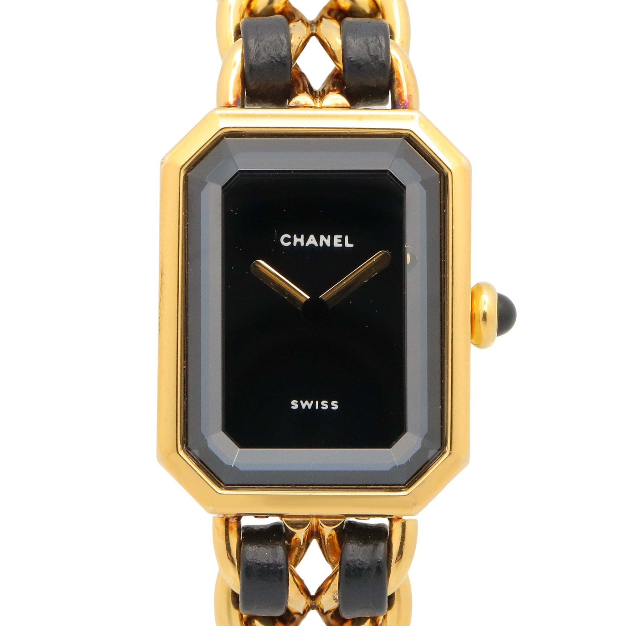 2000_300e9cbe-3d60-48d1-95d8-627484b95c10.jpg Chanel CHANEL Première M Watch, Gold Plated Leather, Women's, Black, H0001 - Image 1