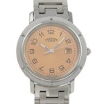 HermÃ¨s Clipper Watch CL4.410, Stainless Steel Quartz Analog Display, Pink Dial, Boys