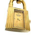 HERMES Vintage Kelly GP Leather Genuine Quartz Wrist Brown Gold 33095 - Image 4