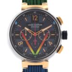 Louis Vuitton Tambour Chrono Damier Cobalt V Rainbow PVDxPG LIMITED QA129 SSxPG Automatic