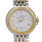 Dunhill Elite Date White Dial 18K Yellow Gold Stainless Steel 40.7g Quartz Battery Approx. 27mm Women's Watch