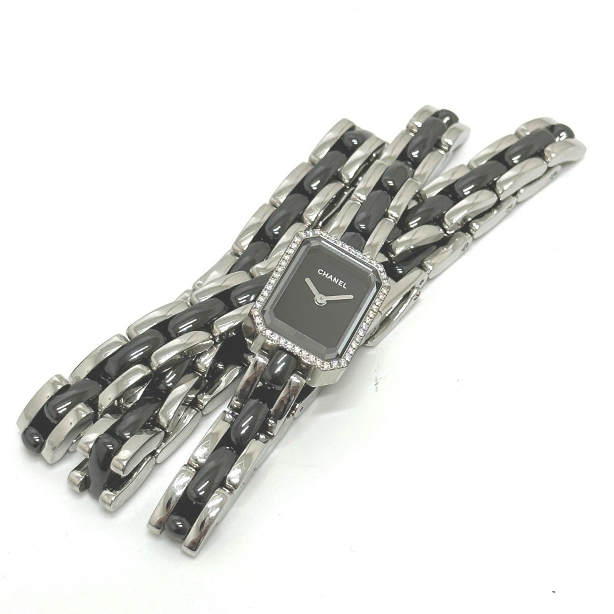 2000_352477f3-d2f7-4568-8914-eb6a093757dc.jpg CHANEL Premiere Triple Bracelet Watch H3058 with Diamond Bezel, Stainless Steel/Ceramic, Black - Image 1