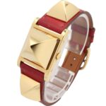 Hermes Medor gold-plated (GP) leather strap wo white ME1.201 - Image 2