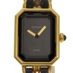 Chanel Premiere S Watch H0001 Gold Plated x Leather Black Quartz Analog Dial Ladies