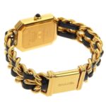 Chanel CHANEL Premiere S Watch H0001 Gold Plated x Leather Quartz Analog Display Black Dial Ladies - Image 4