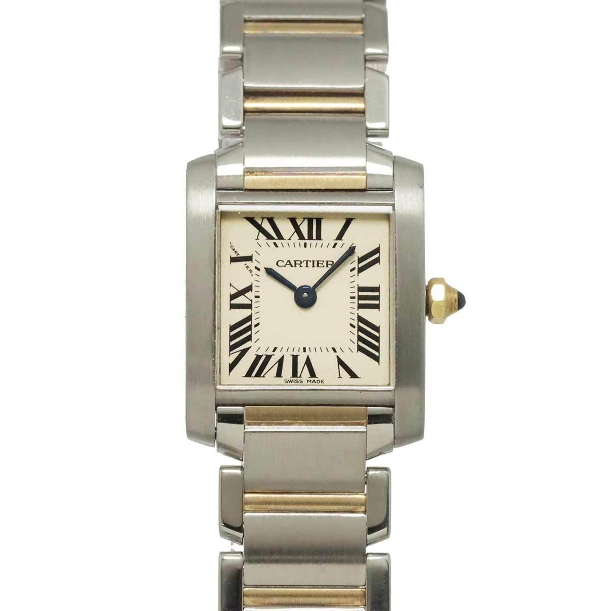 2000_399bdc38-5360-457b-990a-320dd42c63d9.jpg Cartier Tank Francaise SM Two-Tone W51007Q4 Wo Ivory 18K Yellow Gold Quartz - Image 1