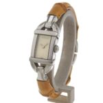 Gucci 6800L Stainless Steel and Bamboo Quartz Watch with Analog Display White Dial for Women - Image 2