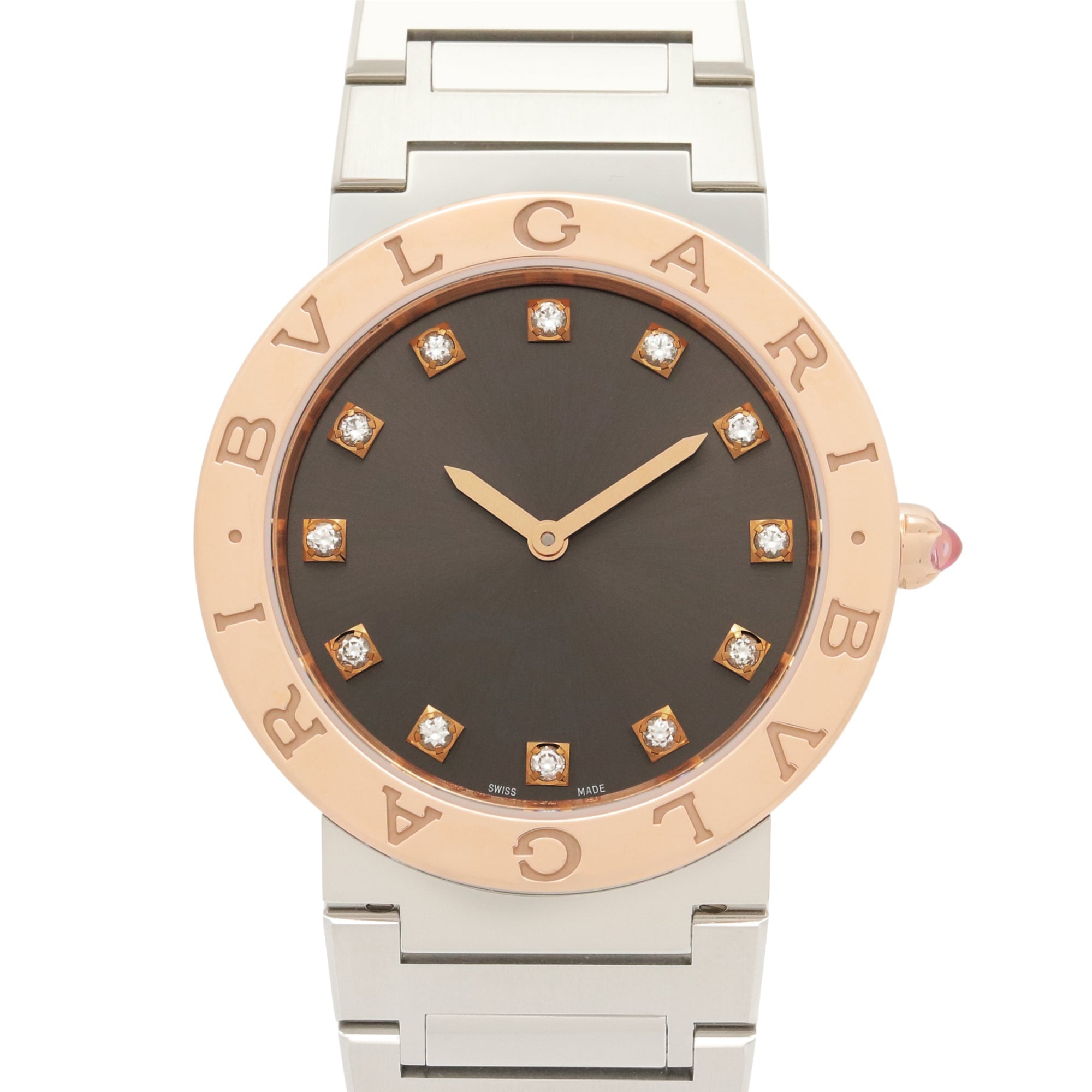 2000_3a9c237e-5ffd-4f5f-8b79-07cc00f43c7a.jpg BVLGARI Bulgari 12-Diamond Watch, 18K Pink Gold (PG) Stainless Steel, Women's, Gray Tone, BBP33SG - Image 1