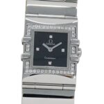 Omega Constellation Carre Quadra 1528.46 Women's Watch, Brand Name, Diamond, Quartz Movement, Stainless Steel (SS), Silver, Black, Square Frame - Image 2