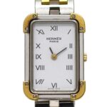 Hermes watch, CroisiÃ¨re, white, silver, gold, CR1.240 battery-operated, stainless steel, quartz movement. - Image 2