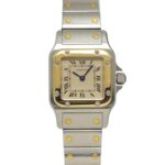 Cartier Santos Galbee SM W20012C4 Two-Tone Ladies' Ivory & 18K Yellow Gold Quartz