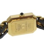 CHANEL Premiere S Watch H0001, Gold-Plated Leather Quartz Movement, Analog Display, Black Dial, Women's - Image 7
