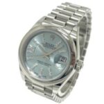 ROLEX 279166 Oyster Perpetual Datejust Automatic Ice Blue Roman Dial Diamond Wrist Pt950 Ladies Silver - Image 2