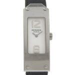 Hermes Kelly II watch KT1.210, stainless steel, quartz, analog display, white dial, women's watch.