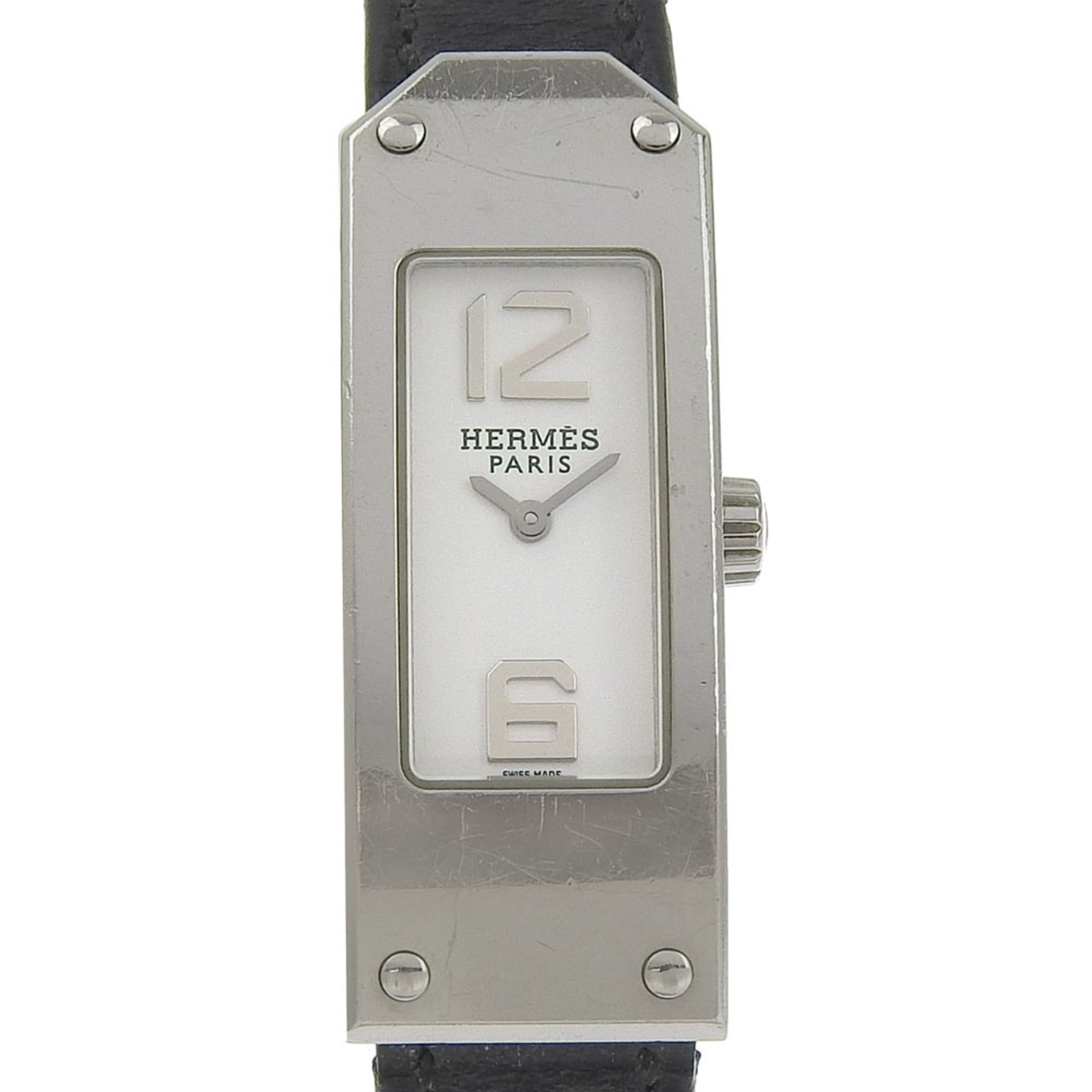 2000_403b0b17-0c1c-480a-942f-c6f651e1e6fe.jpg Hermes Kelly II watch KT1.210, stainless steel, quartz, analog display, white dial, women's watch. - Image 1