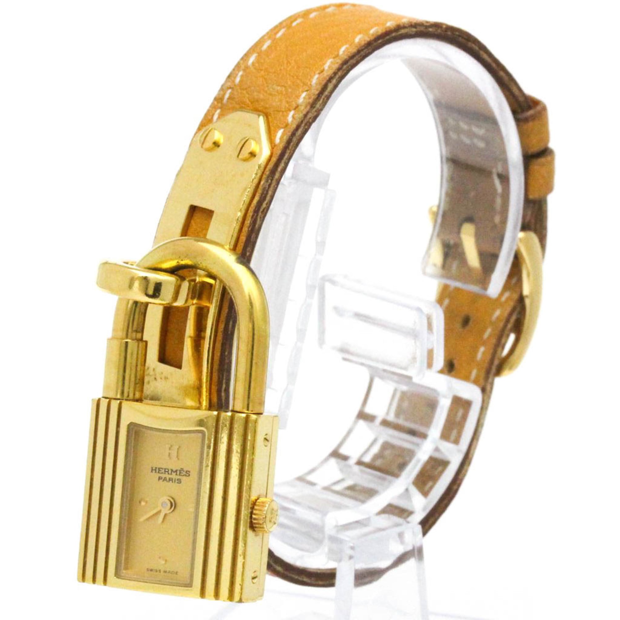 2000_424b4bf1-b12c-4b4f-83cc-0cdd975484c3.jpg HERMES Kelly Watch Gold Plated Leather Quartz Ladies Watch - Image 1