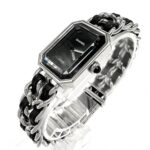 Chanel Ladies' Premiere L Battery-Powered Black Dial Stainless Steel Quartz Movement Silver/Black Strap. - Image 2