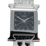 Hermes HERMES Women's Watch Brand H-Watch Quartz QZ Stainless Steel SS HH1.210 Silver Black - Image 2