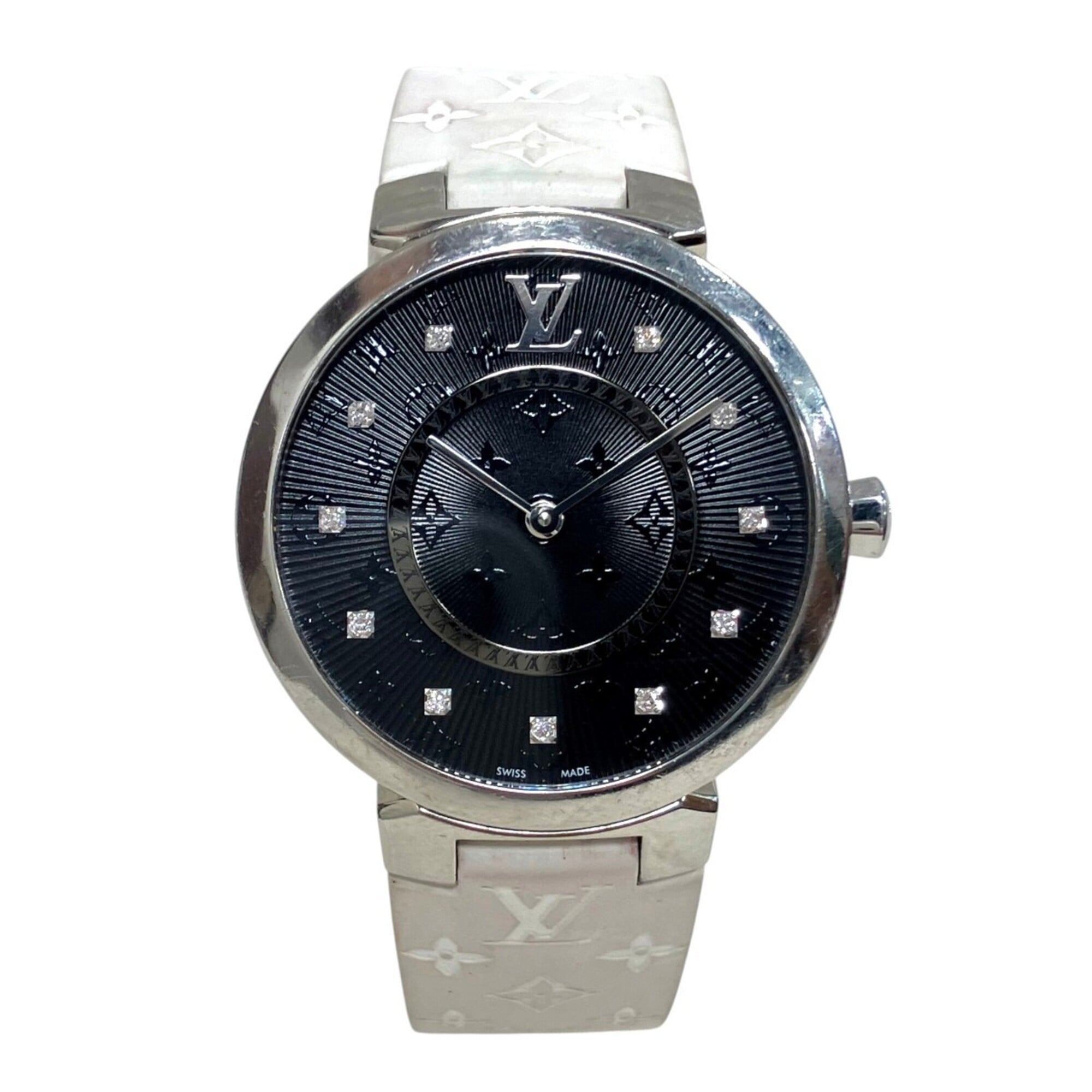 2000_43861c24-28f6-4487-85db-79cf7eb366af.jpg Louis Vuitton Tambour Slim Watch, Total Weight 51g, Stainless Steel, Rubber Strap, Quartz Movement, Black Dial, QA144 - Image 1