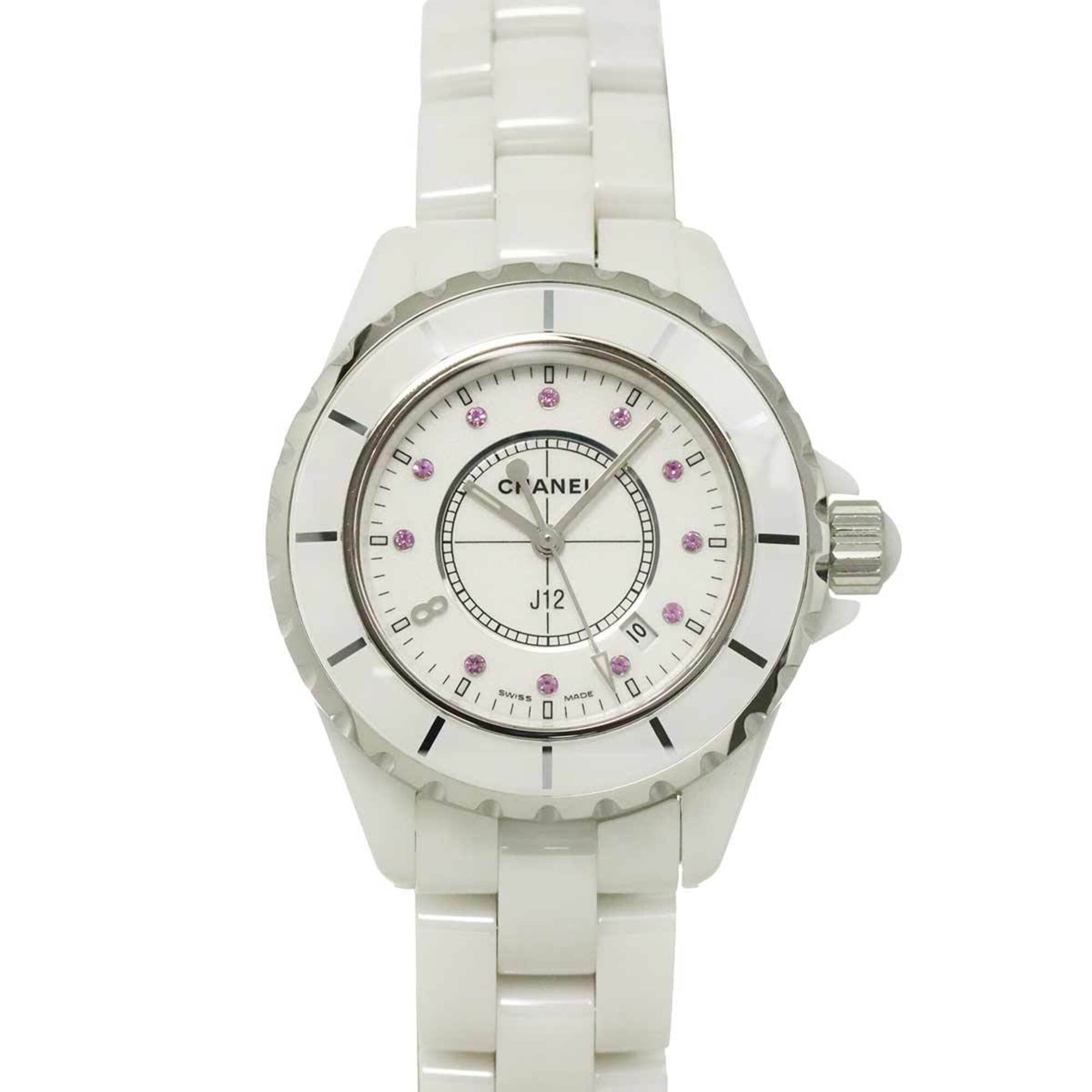 2000_43a14a09-9ad0-40b5-a3a8-e0b8f81454e3.jpg Chanel J12 33mm H2054 Ginza Boutique Limited Edition Wo 11P Pink Sapphire White Ceramic Quartz - Image 1