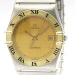 OMEGA Constellation 18K Gold Steel Quartz Mens Watch 398.0866