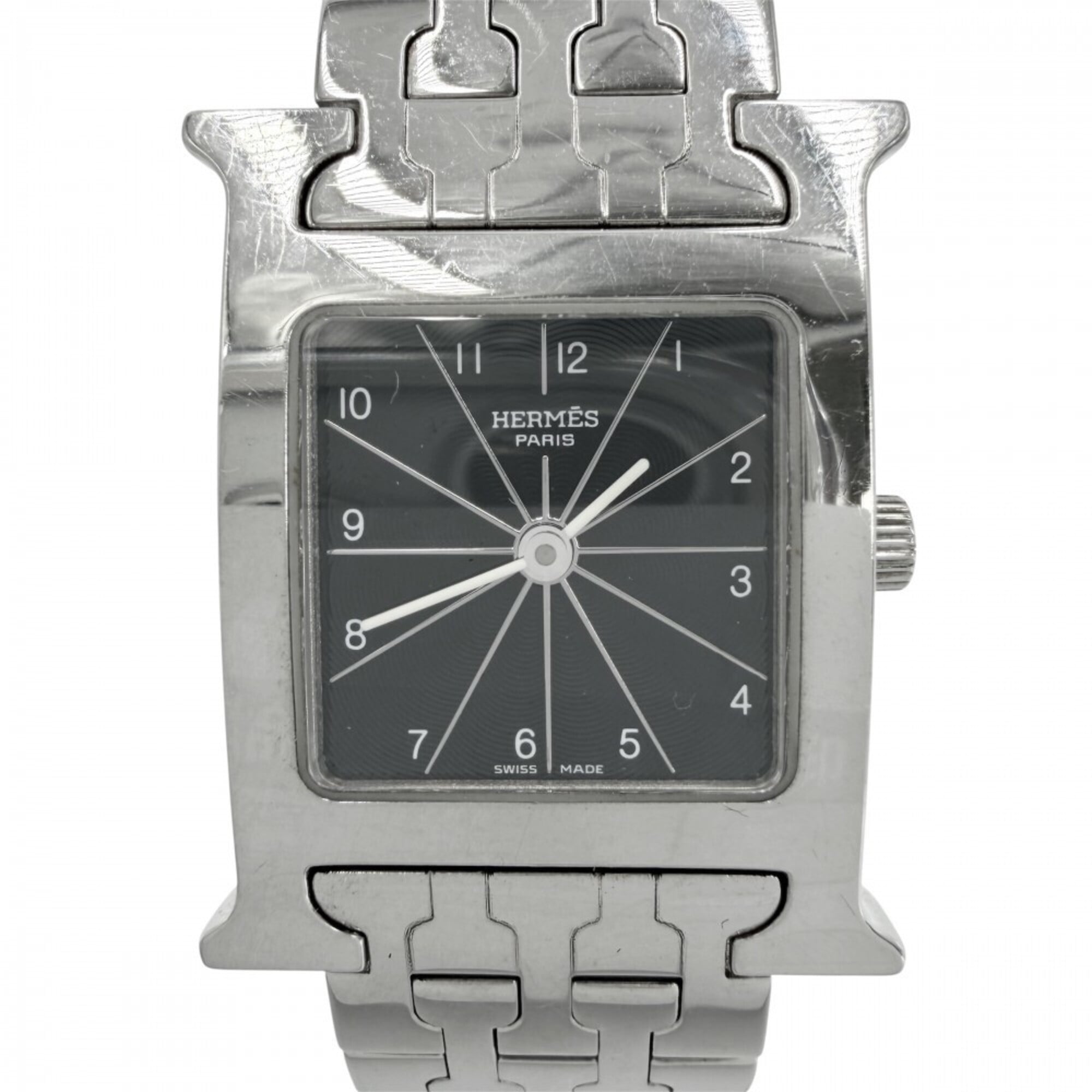 2000_44cc16e2-46a9-4f84-ba0b-299c6a9d63cf.jpg Hermes H- Wo Quartz Black Dial H Battery Operated Stainless Steel Silver/Black HERMES HH1.210 - Image 1