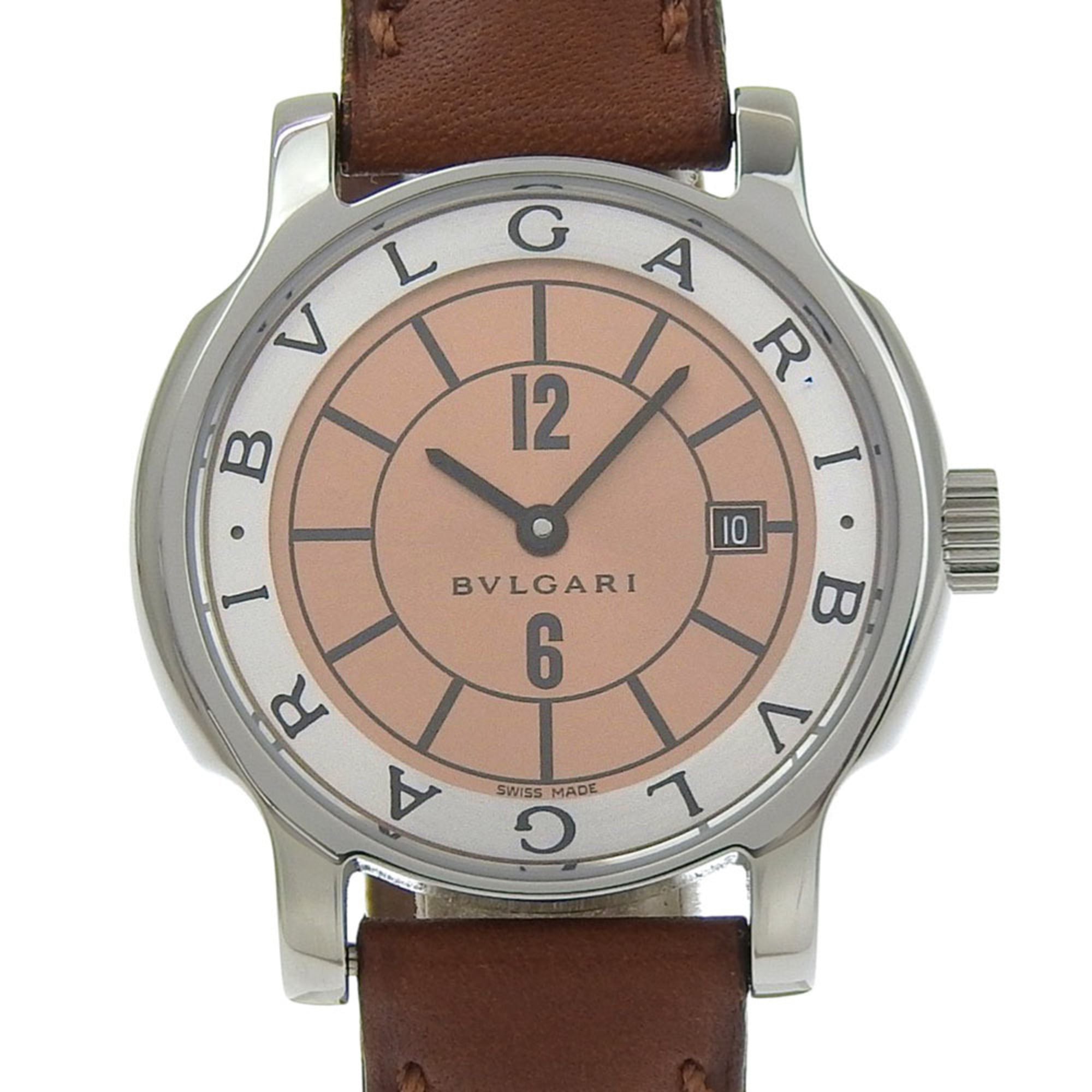 2000_472a85d7-9e1c-48e7-a24d-afc34bece55d.jpg Bulgari BVLGARI Solo Tempo Watch ST29SL Stainless Steel x Leather Quartz Analog Bronze Dial Women's - Image 1