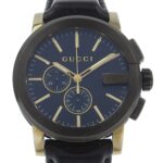 Gucci G Chrono 101.2 Stainless Steel and Embossed Leather Quartz Chronograph Watch, Black Dial, Men's