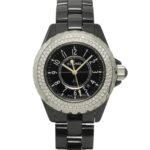 Chanel J12 33mm H0949 Genuine Diamond Bezel Ladies' Black Ceramic Date Quartz