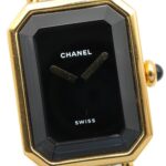 Chanel CHANEL PremiÃ¨re M Wristwatch, Gold Plated (GP), Leather Strap, Women's, Black, H0001 - Image 3