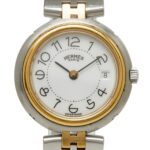 Hermes Profile Quartz White Dial Stainless Steel Plated Wo.