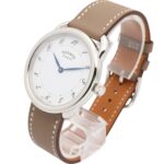 Hermes Arceau watch, stainless steel, leather strap, boys' size, white, AR5.510 - Image 2