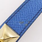 Hermes Medor watch, gold plated x leather, 1994 model, quartz, analog, white dial, women's. - Image 7