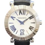 Tiffany & Co. Atlas watch, total weight 36.4g, stainless steel, genuine leather strap, quartz movement, white dial, Z1300.11.11A20