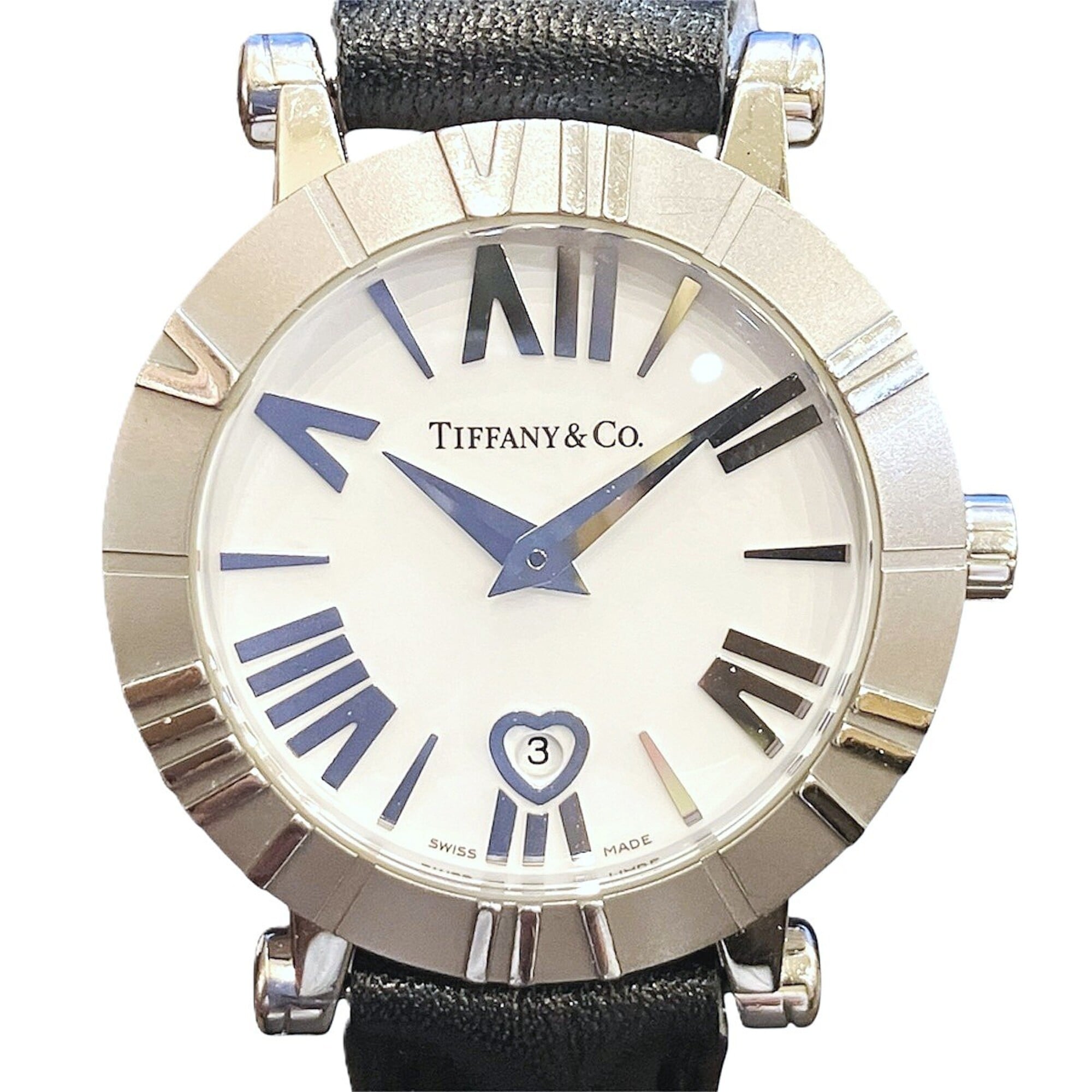2000_4d294b23-15b2-4051-87bb-6d98ee984e3a.jpg Tiffany & Co. Atlas watch, total weight 36.4g, stainless steel, genuine leather strap, quartz movement, white dial, Z1300.11.11A20 - Image 1