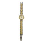 HERMES Arceau H Logo Belt Stainless Steel GP Quartz Wristwatch Silver Gold 34591