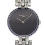 Christian Dior Bakira Watch D44-120 Stainless Steel Silver Quartz Analog Black Dial Women's
