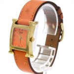 HERMES H Watch Gold Plated Leather Quartz Ladies Watch HH1.201 - Image 2