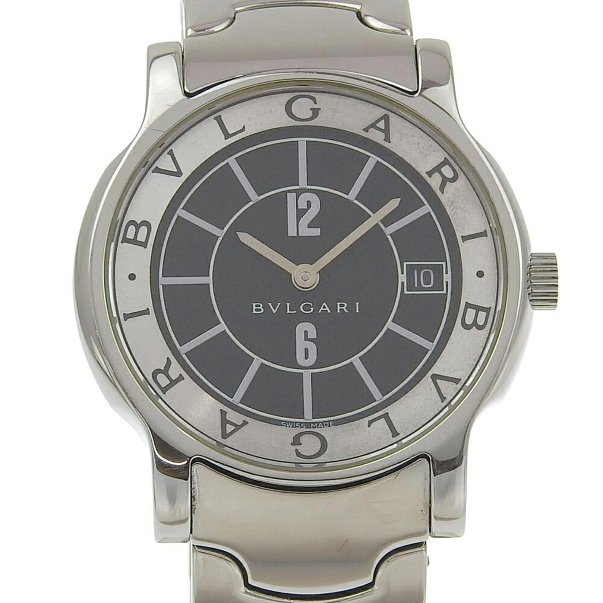 2000_4e21fe2f-51f0-411b-b7e1-8158c64a2813.jpg BVLGARI Solo Tempo Watch ST35S Stainless Steel Quartz Analog Display Black Dial Men's - Image 1