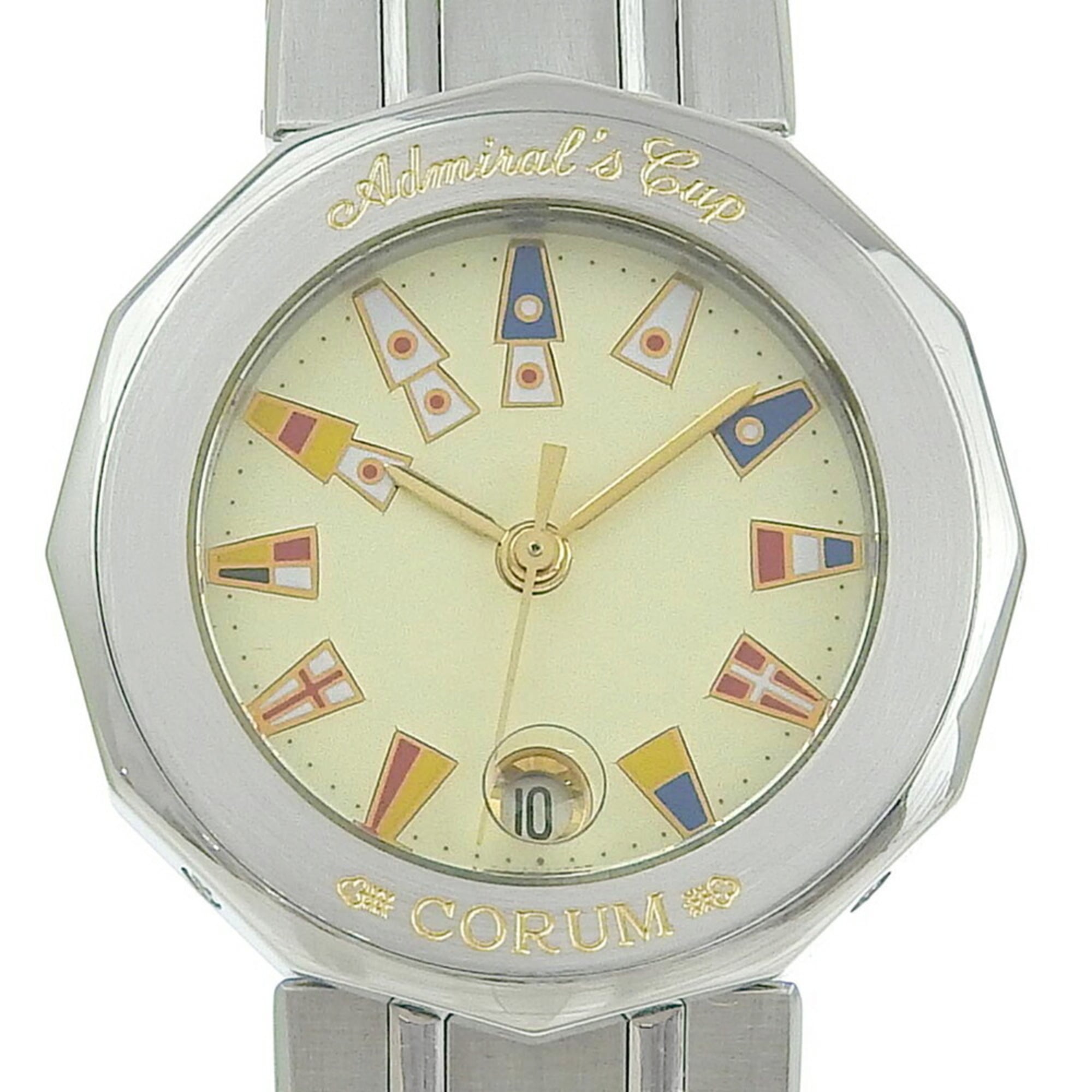2000_4f372fbb-c886-4b19-b733-f122a4d39428.jpg Corum Admiral's Cup Watch 39.610.20 V050 Stainless Steel Quartz Analog Display Ivory Dial Admirals Women's G113124009 - Image 1