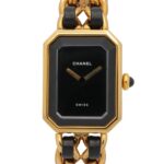 Chanel CHANEL PremiÃ¨re S Watch, Gold Plated (GP), Leather Strap, Women's, Black, H0001