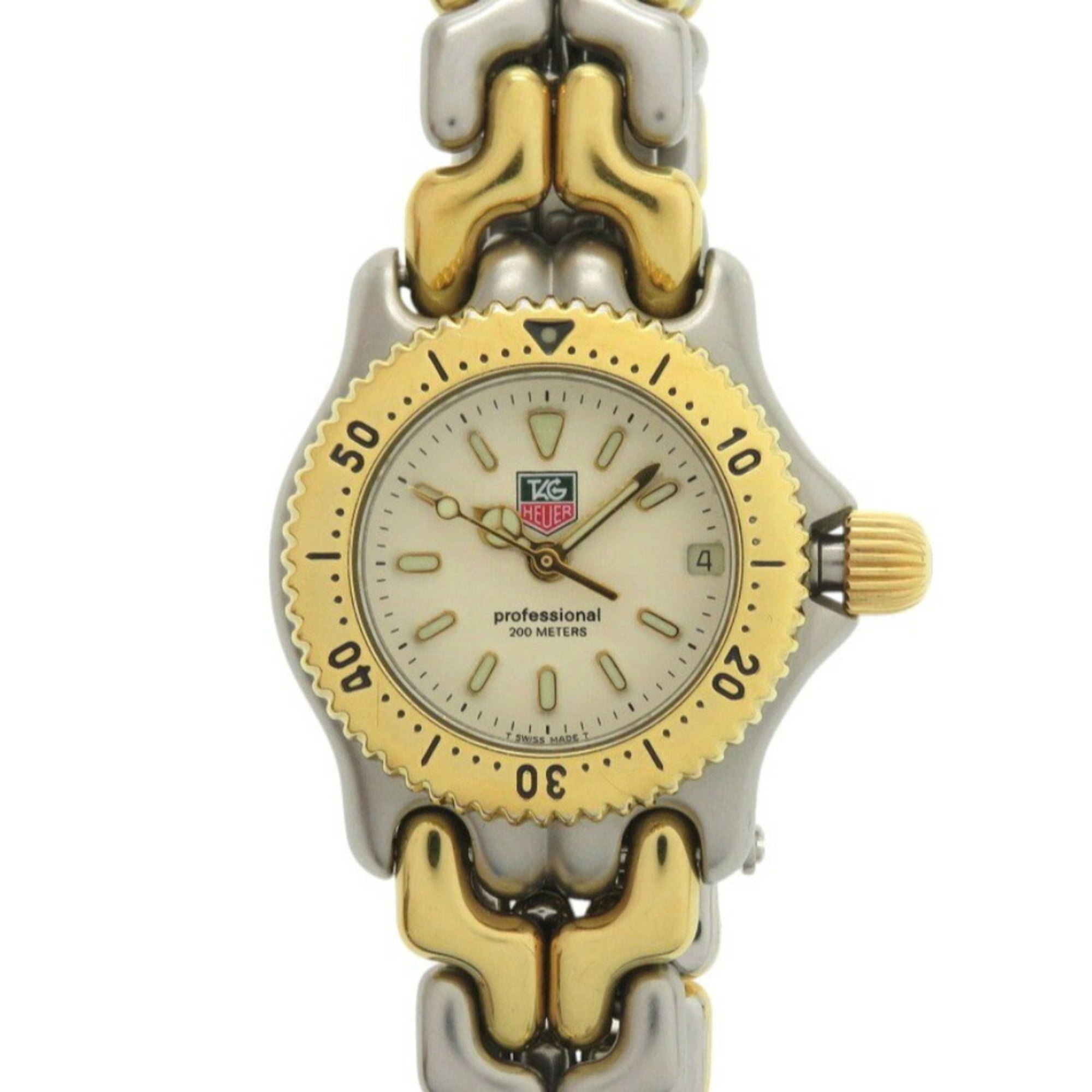 2000_4f6c2418-6e3d-4bbc-b675-5f489e73be6e.jpg TAG Heuer Cell Series S95.708 SS Ivory Quartz Watch Silver Gold 0395TAG HEUER - Image 1