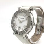 TIFFANY & Co. Z1300.11.11A20A41A White Ceramic Atlas Quartz Date with Stainless Steel and Leather Strap Silver - Image 3